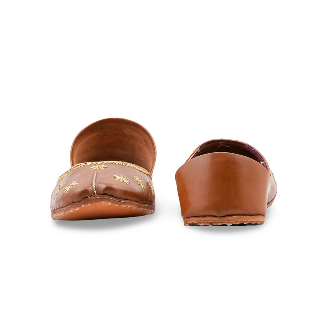 Brown Leather Khussa For Women EC8890