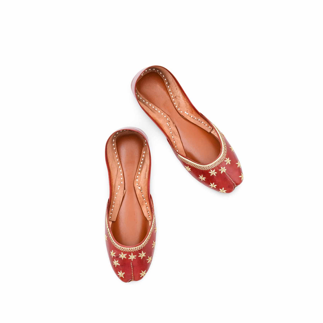 Maroon Leather Khussa For Women EC8890