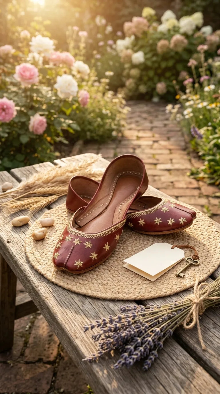 Maroon Leather Khussa For Women EC8890