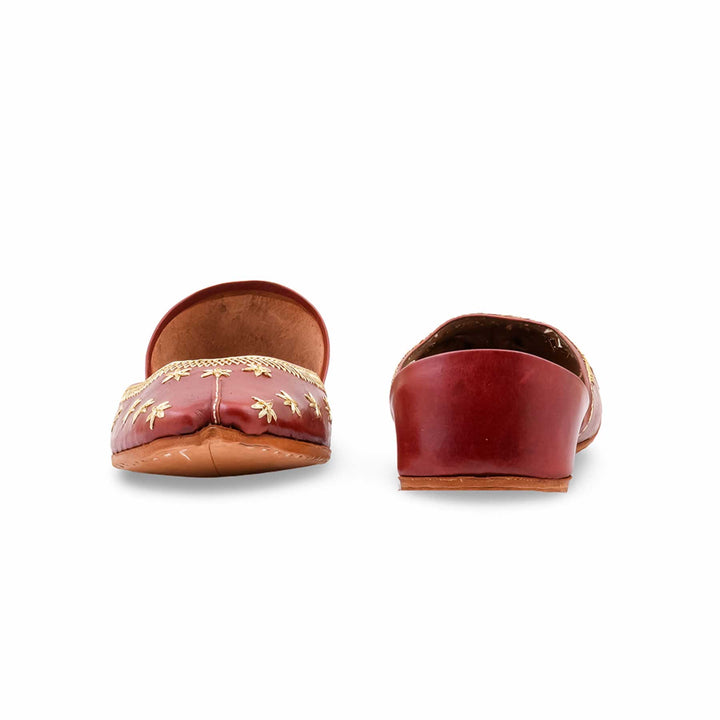 Maroon Leather Khussa For Women EC8890