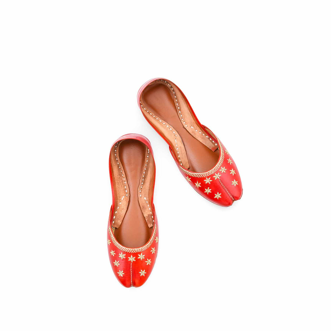 Red Leather Khussa For Women EC8890