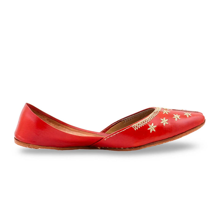 Red Leather Khussa For Women EC8890