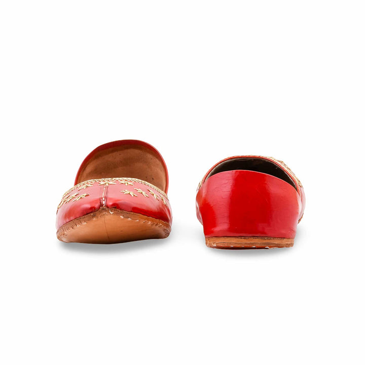 Red Leather Khussa For Women EC8890