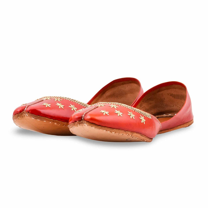 Red Leather Khussa For Women EC8890