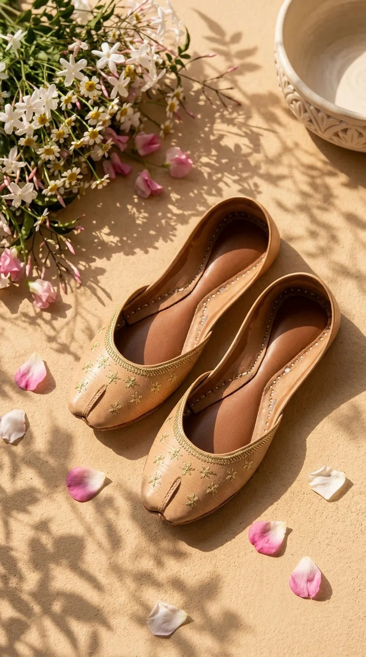 Fawn Leather Khussa For Women EC8890