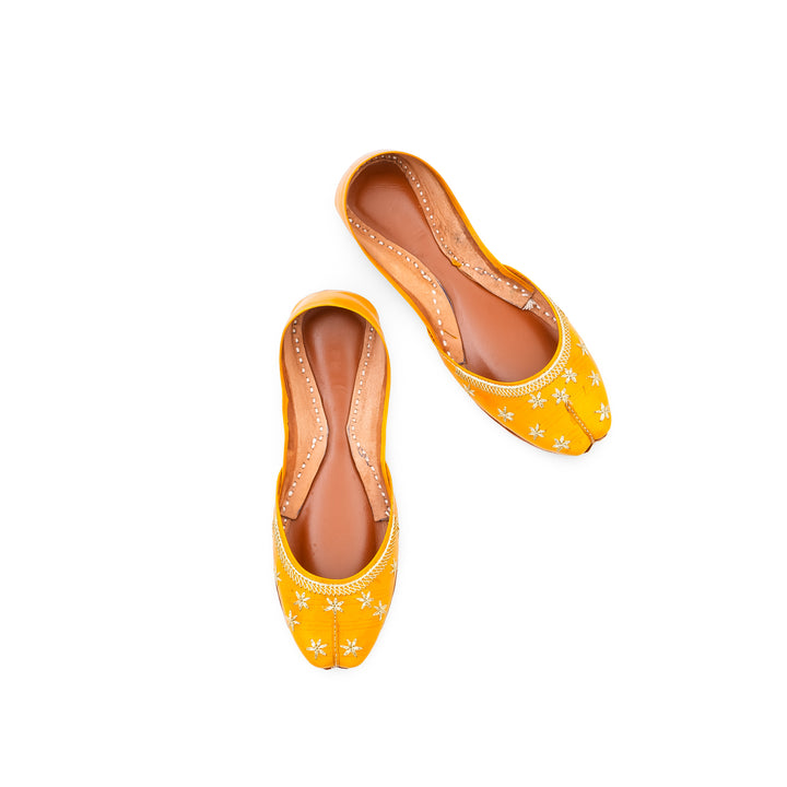 Yellow Leather Khussa For Women EC8890