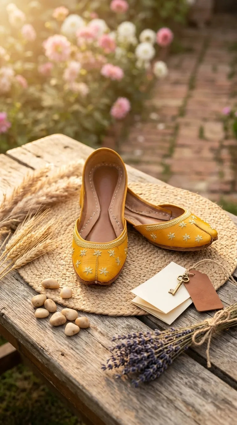 Yellow Leather Khussa For Women EC8890