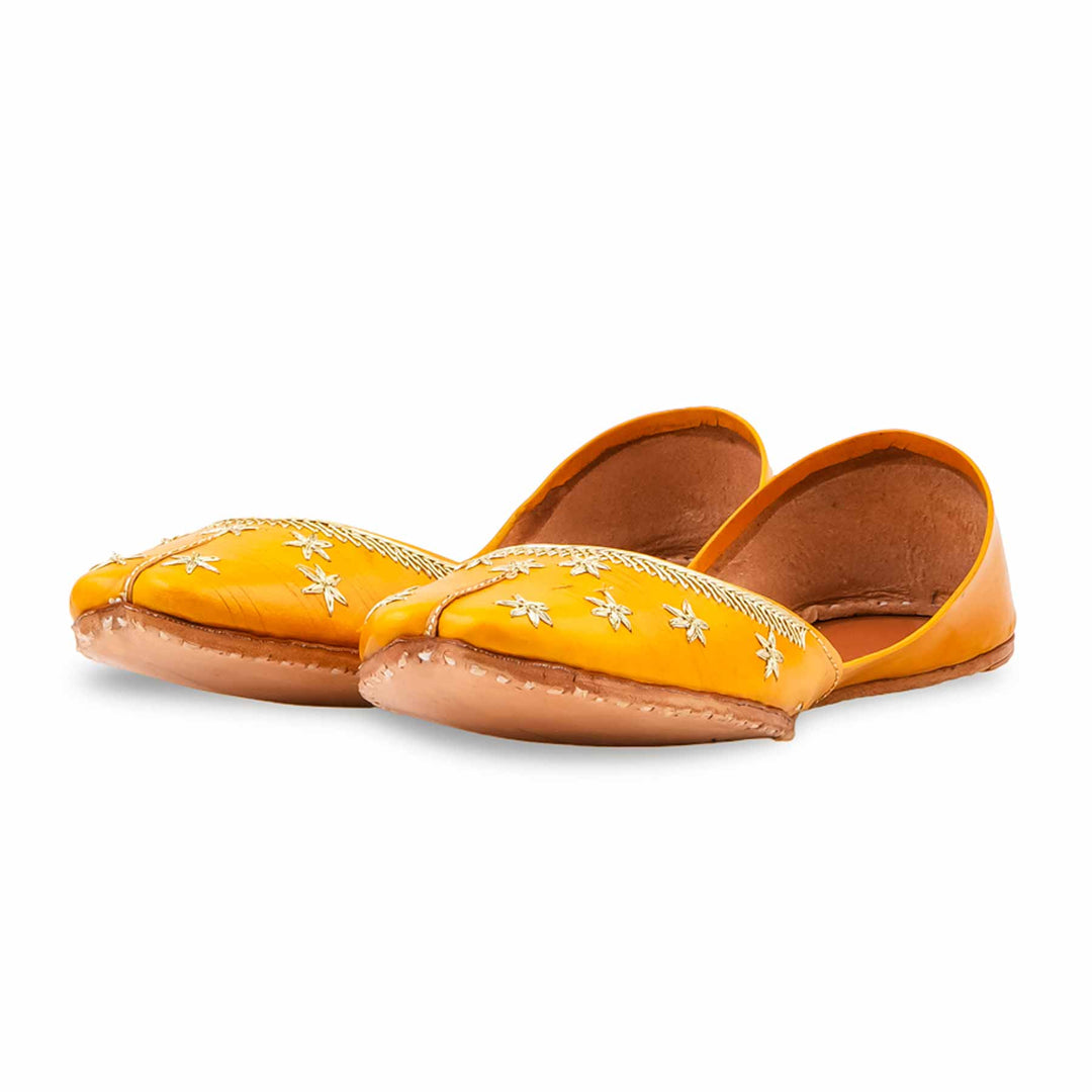 Yellow Leather Khussa For Women EC8890