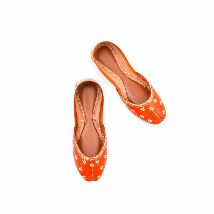 Orange Leather Khussa For Women EC8890