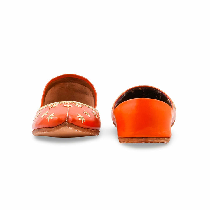 Orange Leather Khussa For Women EC8890