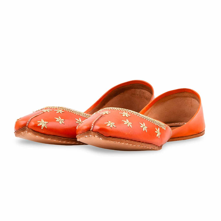 Orange Leather Khussa For Women EC8890