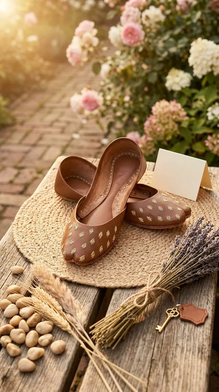 Brown Leather Khussa For Women EC8891