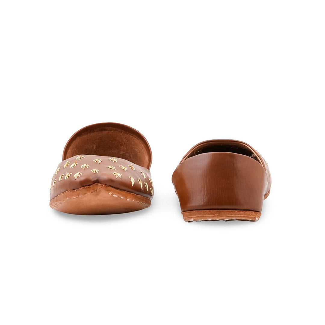 Brown Leather Khussa For Women EC8891