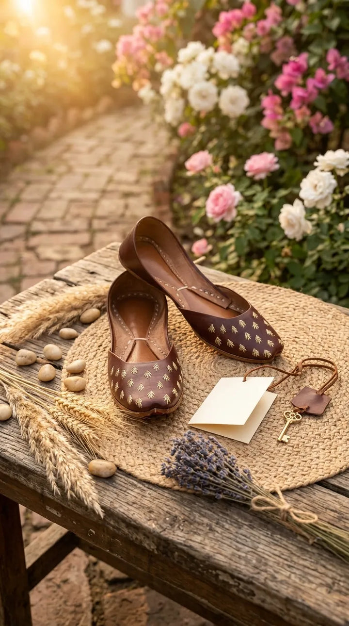 Maroon Leather Khussa For Women EC8891