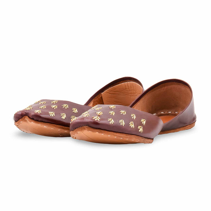 Maroon Leather Khussa For Women EC8891