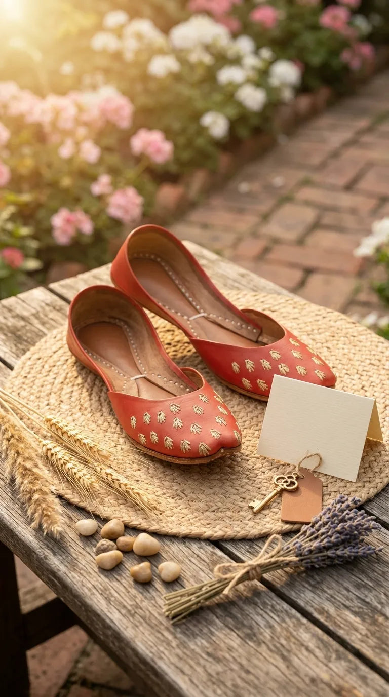 Red Leather Khussa For Women EC8891