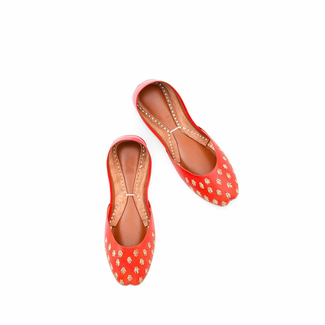 Red Leather Khussa For Women EC8891