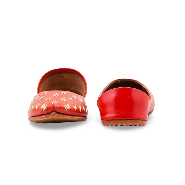 Red Leather Khussa For Women EC8891