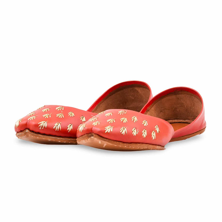 Red Leather Khussa For Women EC8891