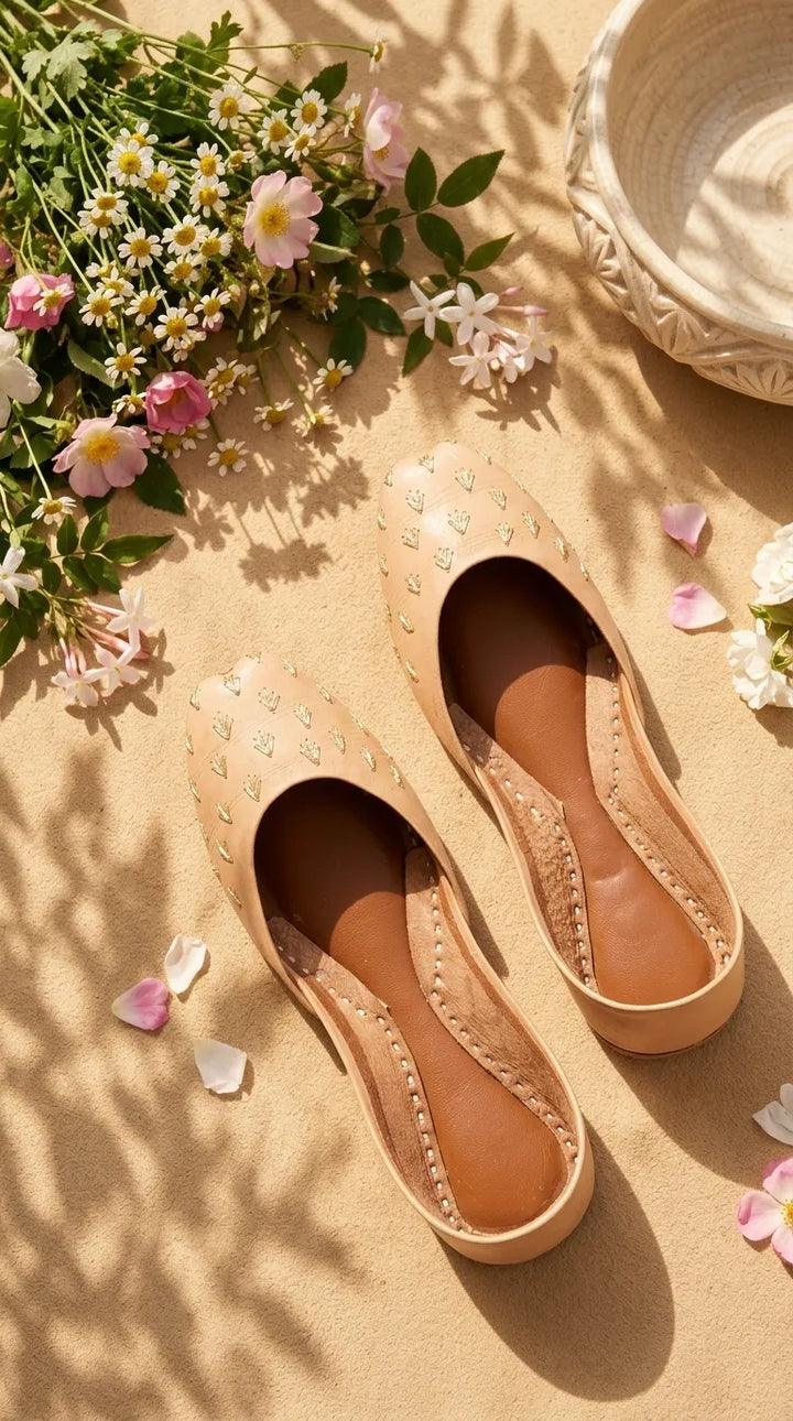 Fawn Leather Khussa For Women EC8891