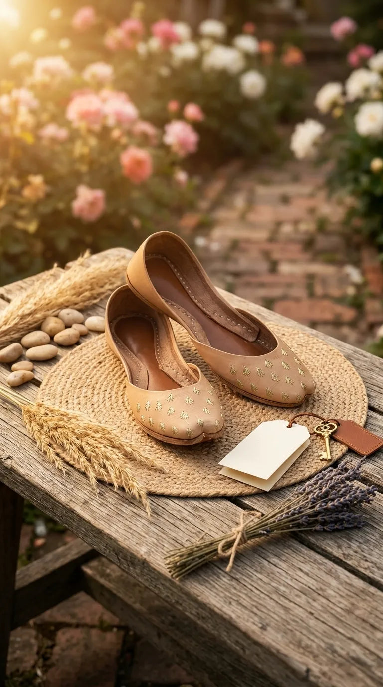 Fawn Leather Khussa For Women EC8891