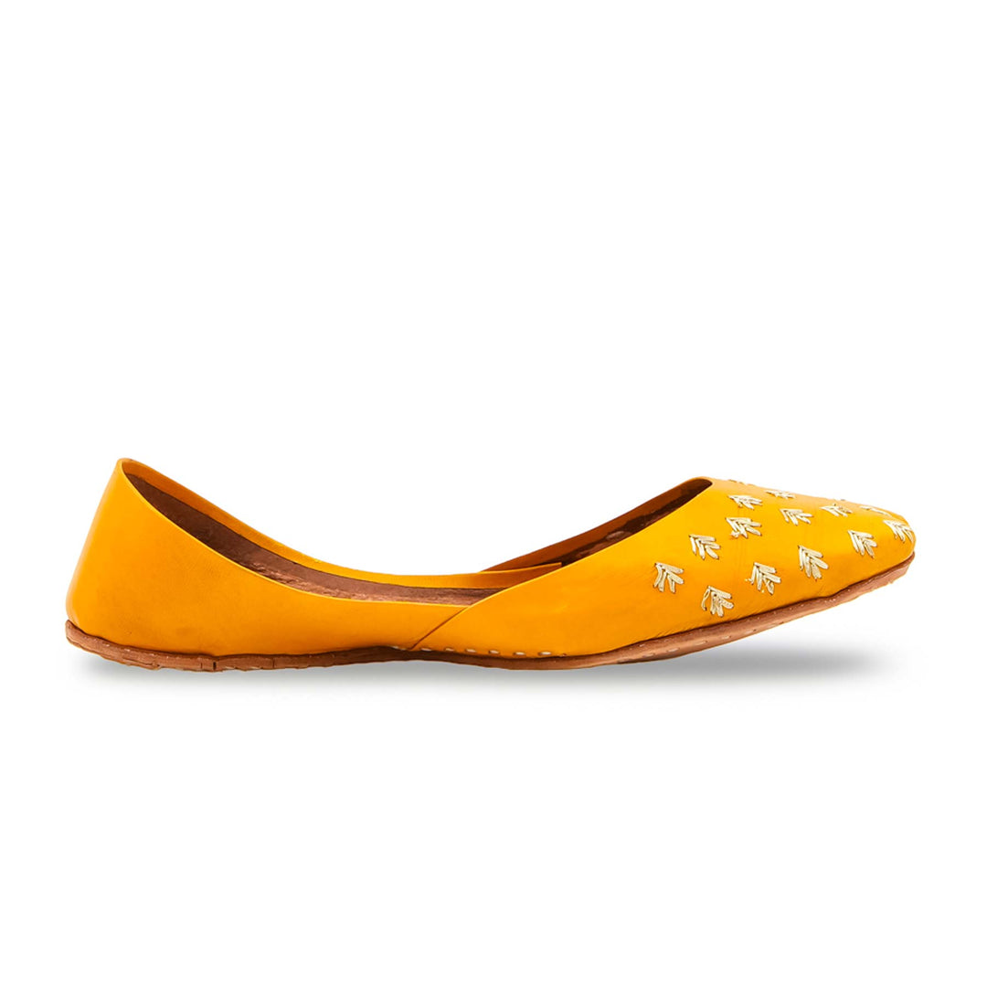 Yellow Leather Khussa For Women EC8891
