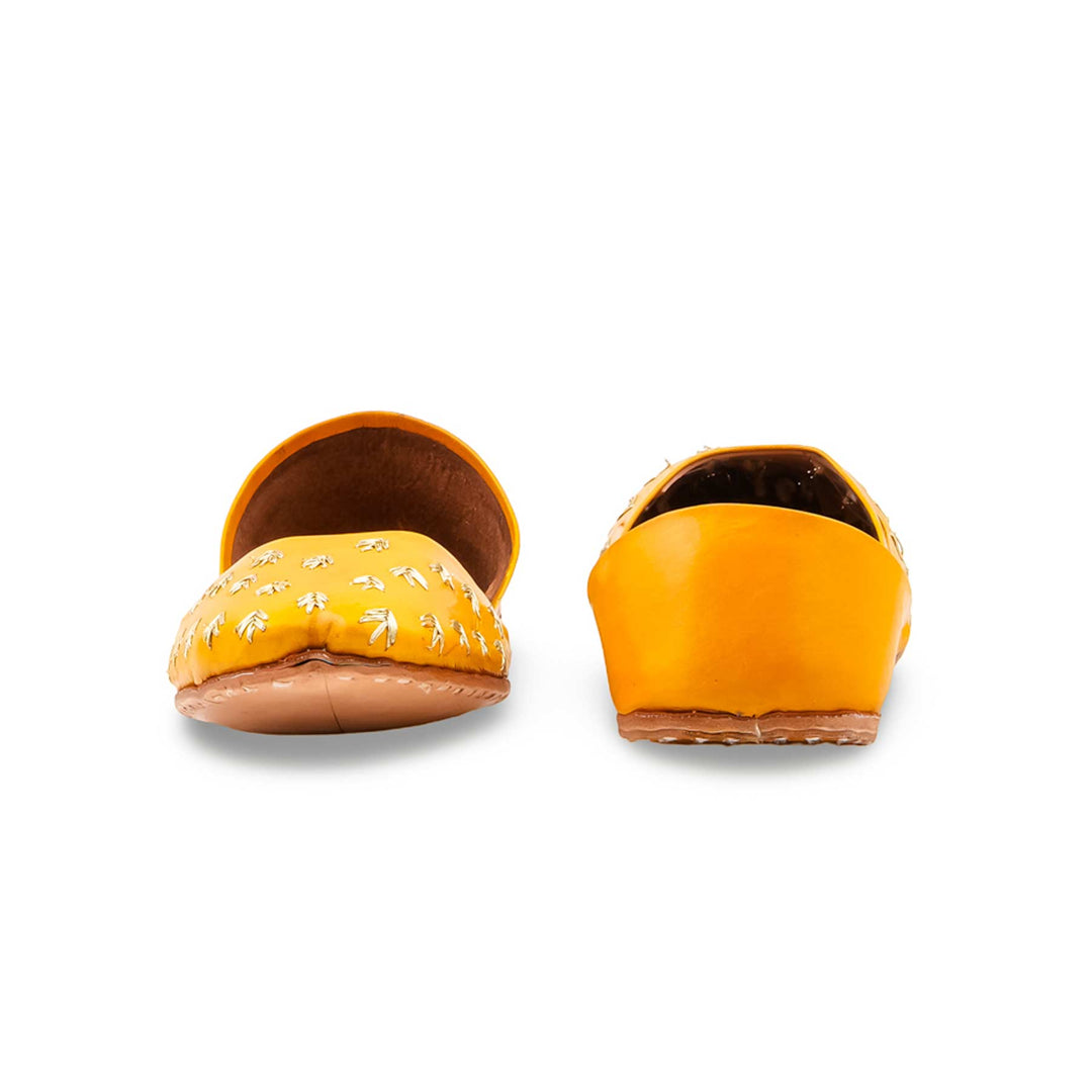 Yellow Leather Khussa For Women EC8891