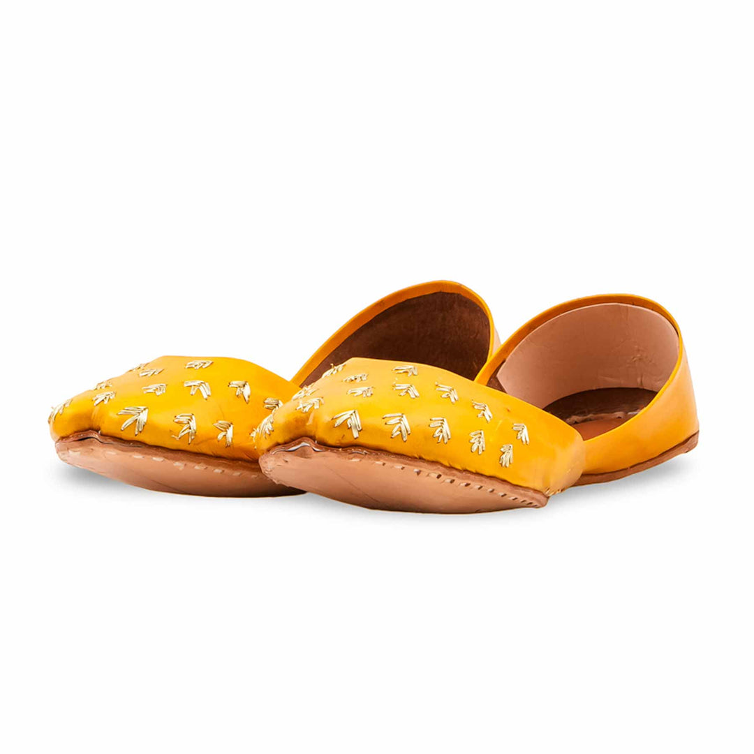Yellow Leather Khussa For Women EC8891