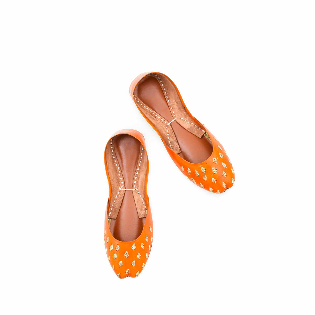 Orange Leather Khussa For Women EC8891
