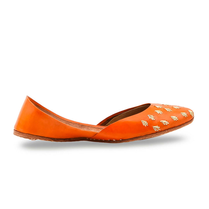 Orange Leather Khussa For Women EC8891