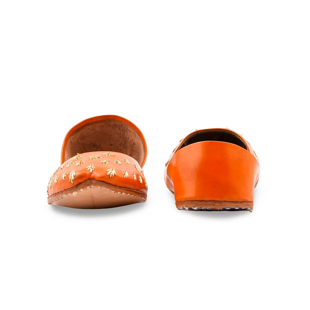 Orange Leather Khussa For Women EC8891