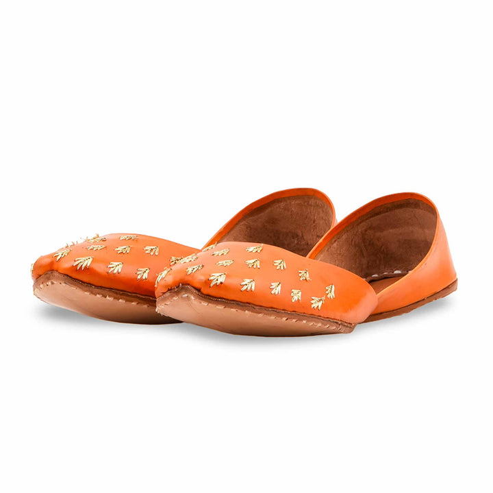 Orange Leather Khussa For Women EC8891