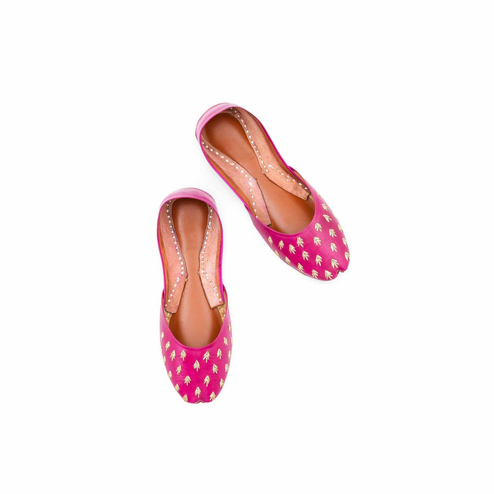 Pink Leather Khussa For Women EC8891