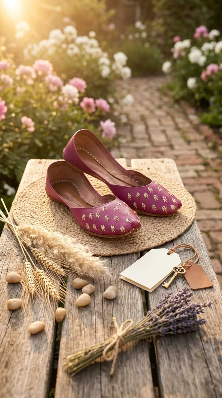 Pink Leather Khussa For Women EC8891