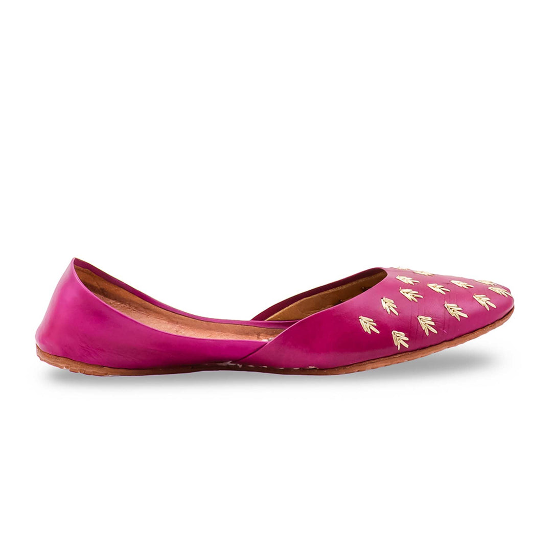 Pink Leather Khussa For Women EC8891