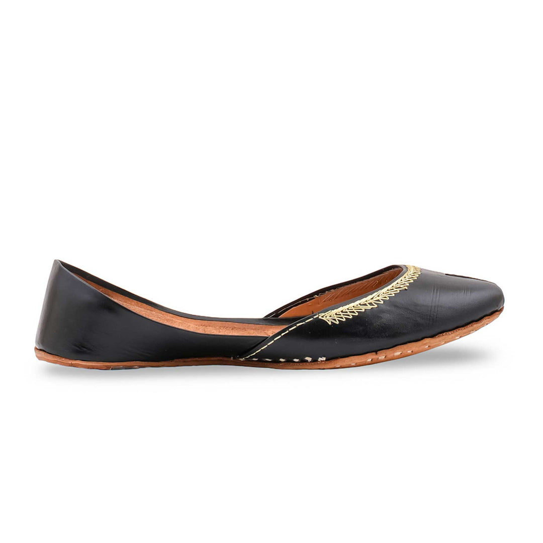 Black Leather Khussa For Women EC8892