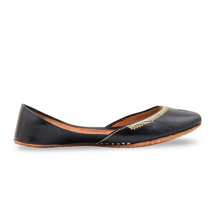 Black Leather Khussa For Women EC8892