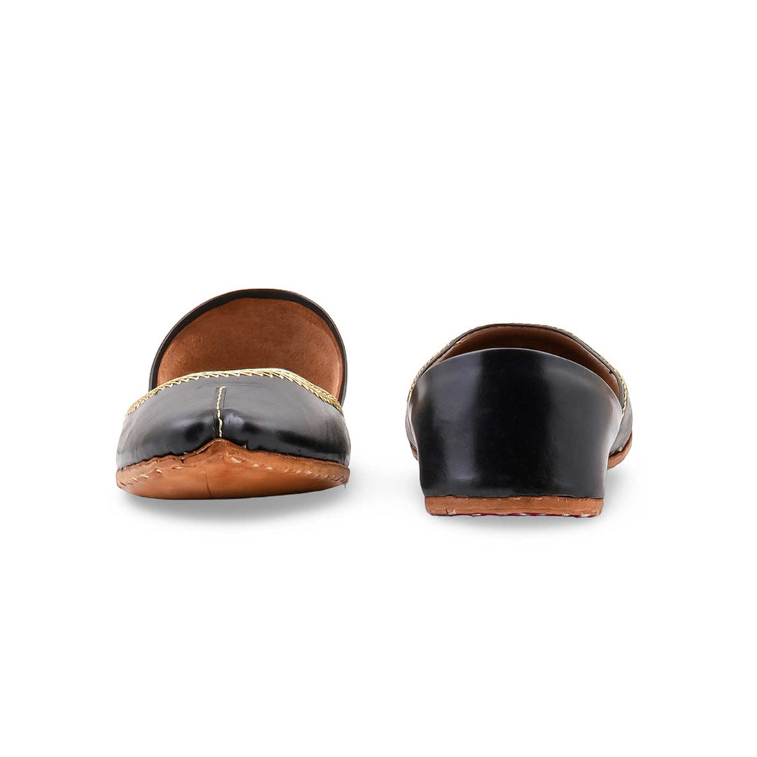 Black Leather Khussa For Women EC8892