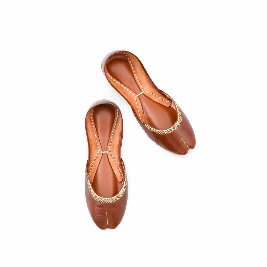 Brown Leather Khussa For Women EC8892