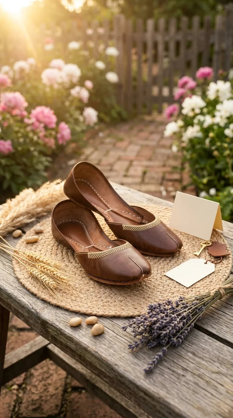 Brown Leather Khussa For Women EC8892