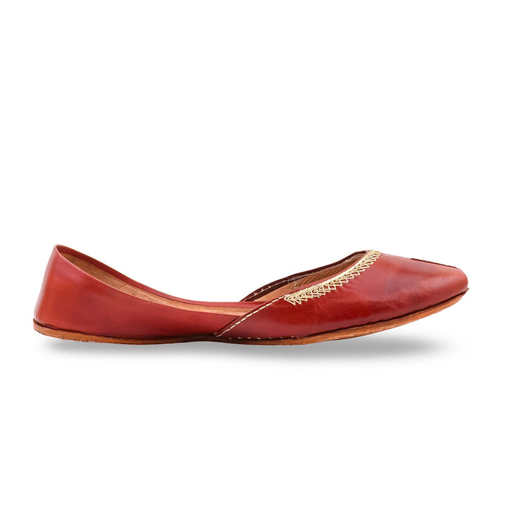 Maroon Leather Khussa For Women EC8892