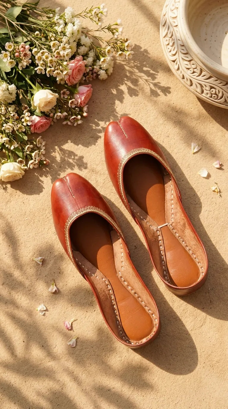 Maroon Leather Khussa For Women EC8892