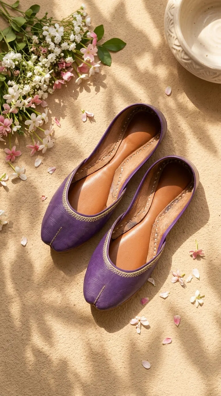 Blue Leather Khussa For Women EC8892