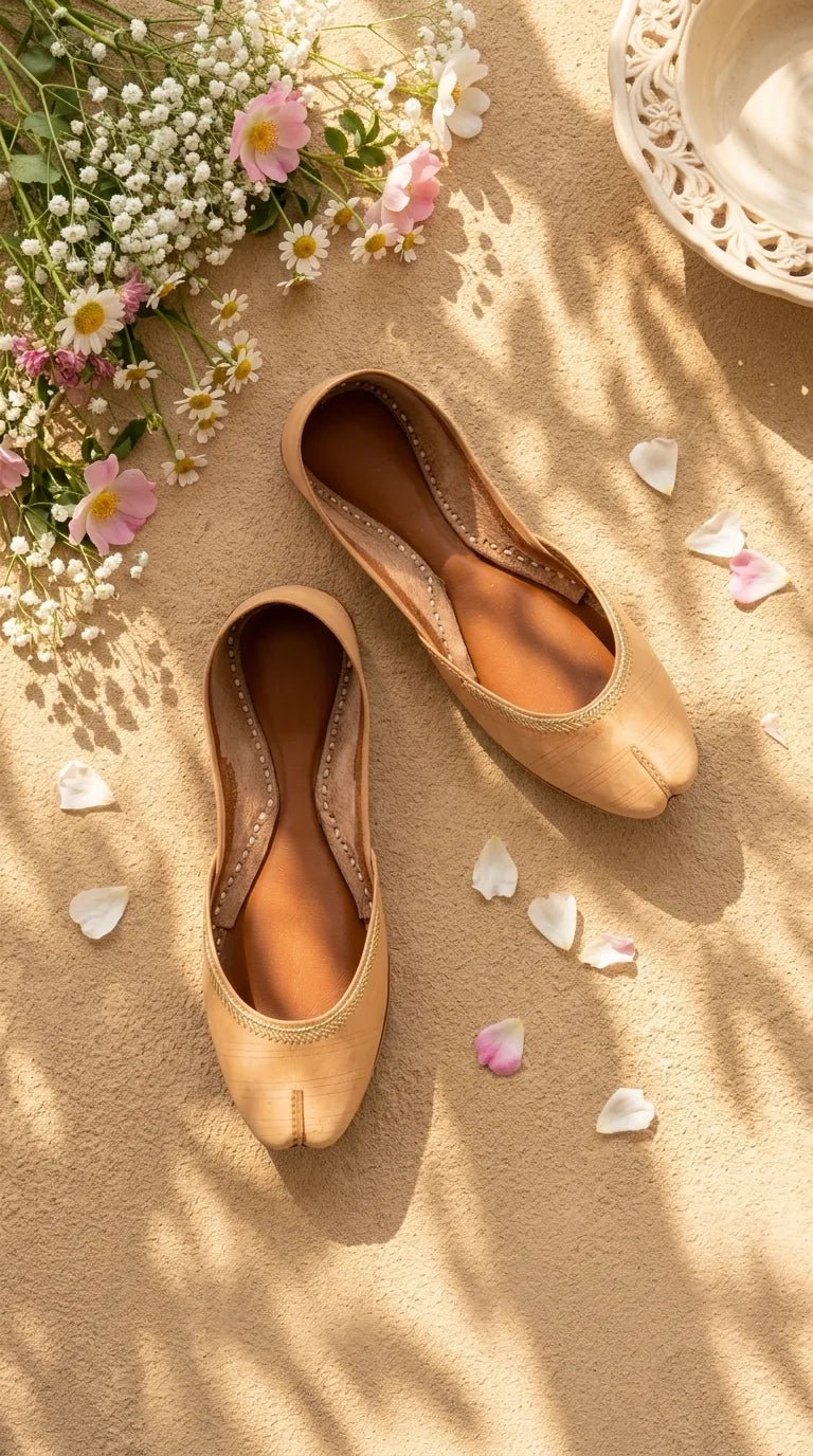 Fawn Leather Khussa For Women EC8892