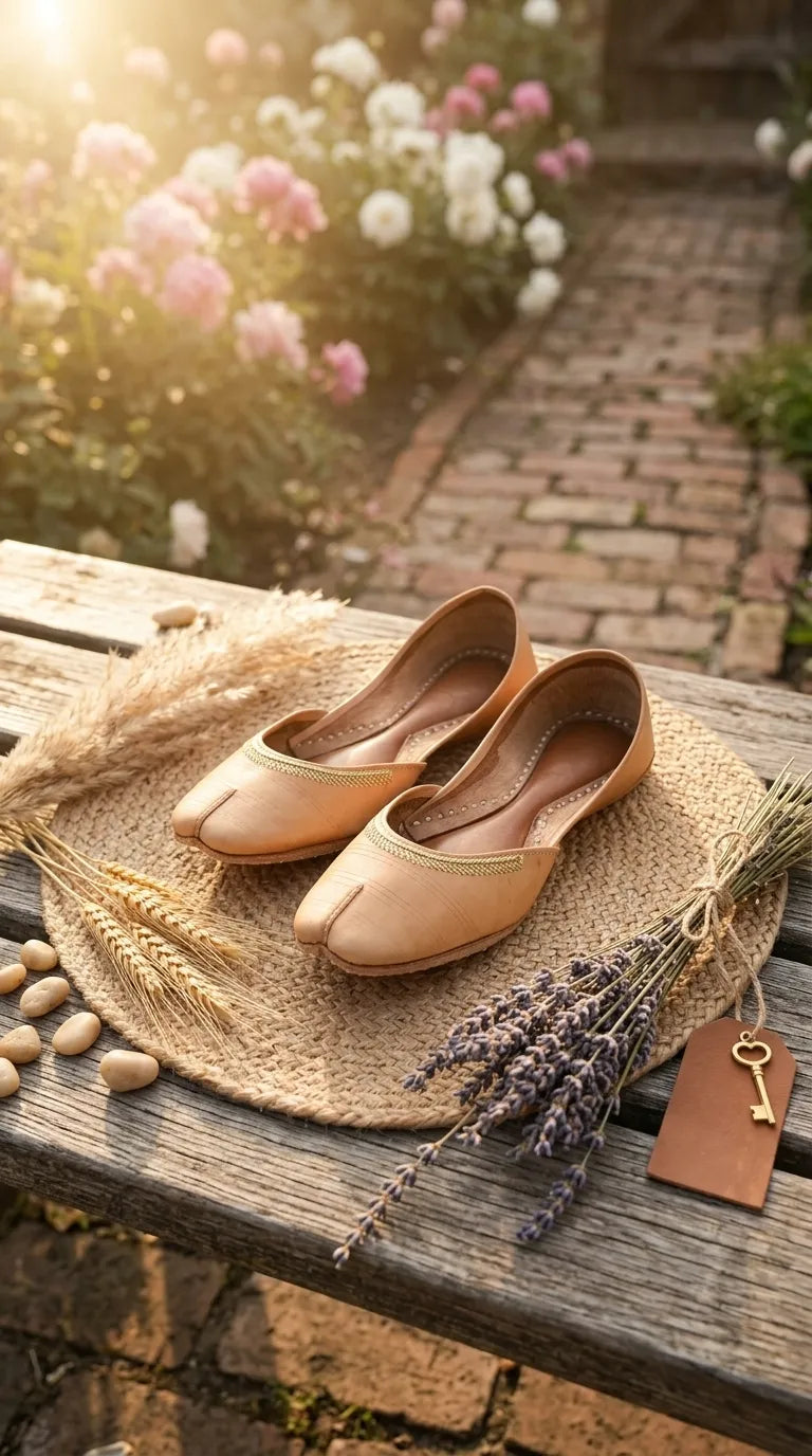 Fawn Leather Khussa For Women EC8892