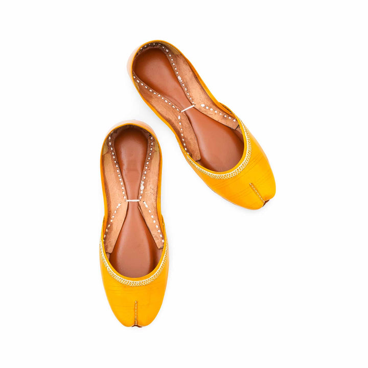 Yellow Leather Khussa For Women EC8892