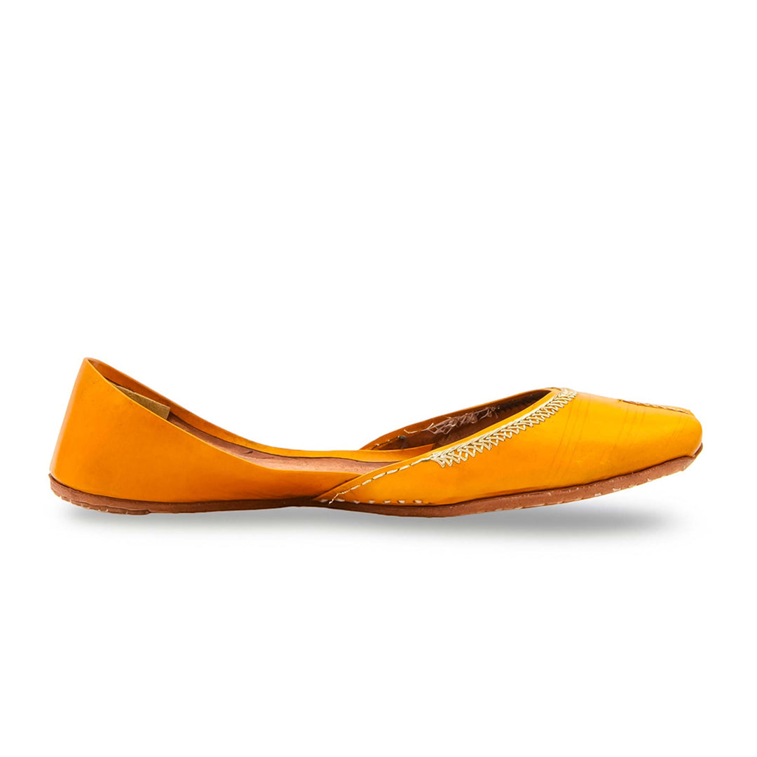 Yellow Leather Khussa For Women EC8892