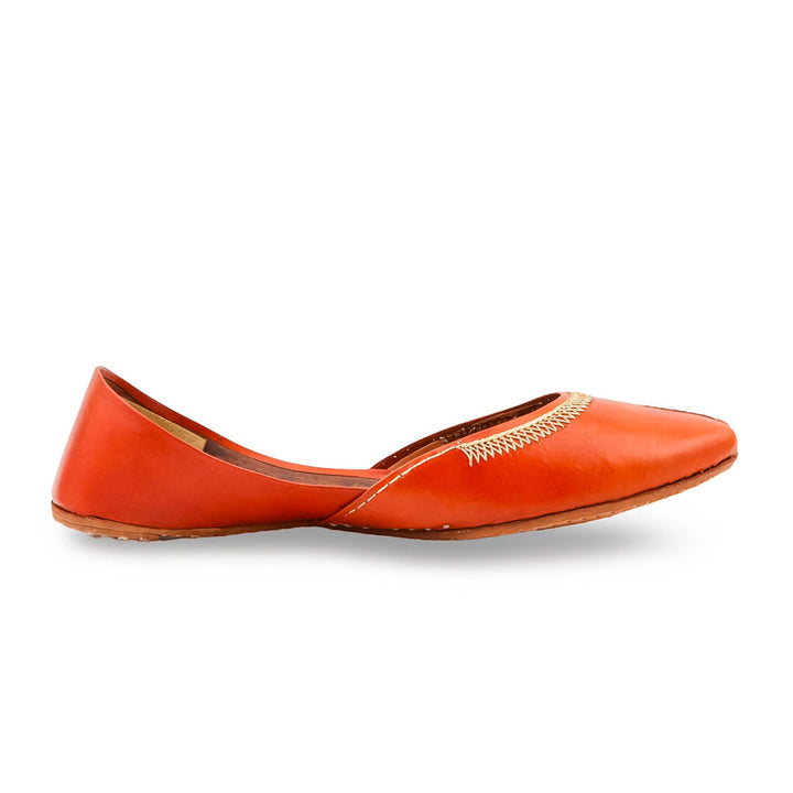 Orange Leather Khussa For Women EC8892