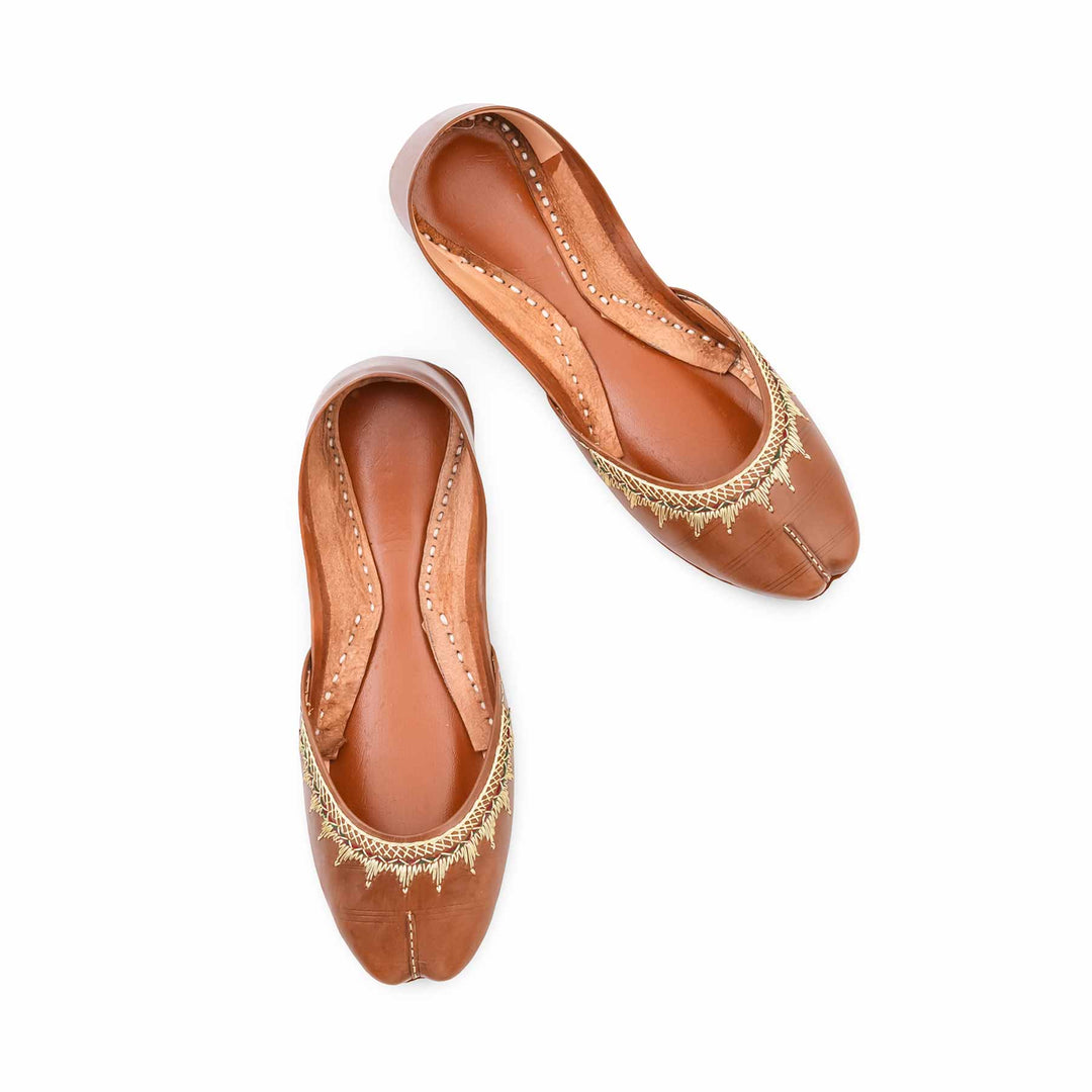 Brown Leather Khussa For Women EC8893