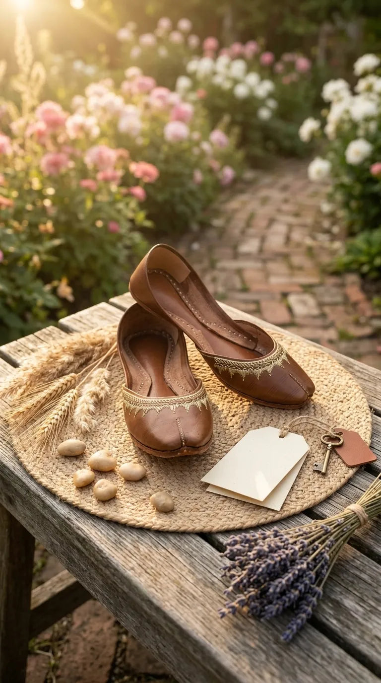 Brown Leather Khussa For Women EC8893